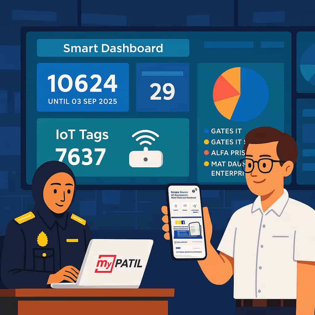 Easy access to the myPATIL portal for students and staff, showcasing the digital dashboard, IoT tags management, and smart system integration for educational institutions and organizations.